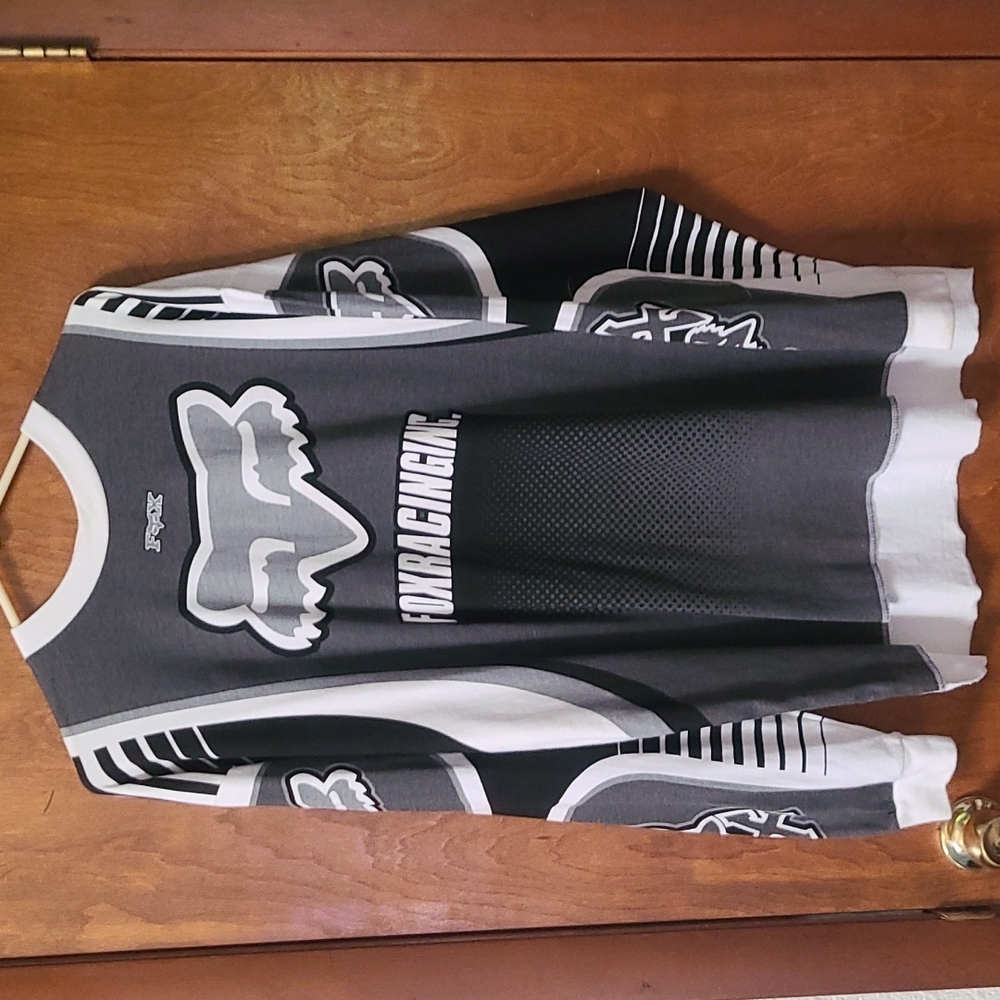 FOX RACING LONG SLEEVE MOTORCROSS BMX MENS LARGE BLACK GRAY